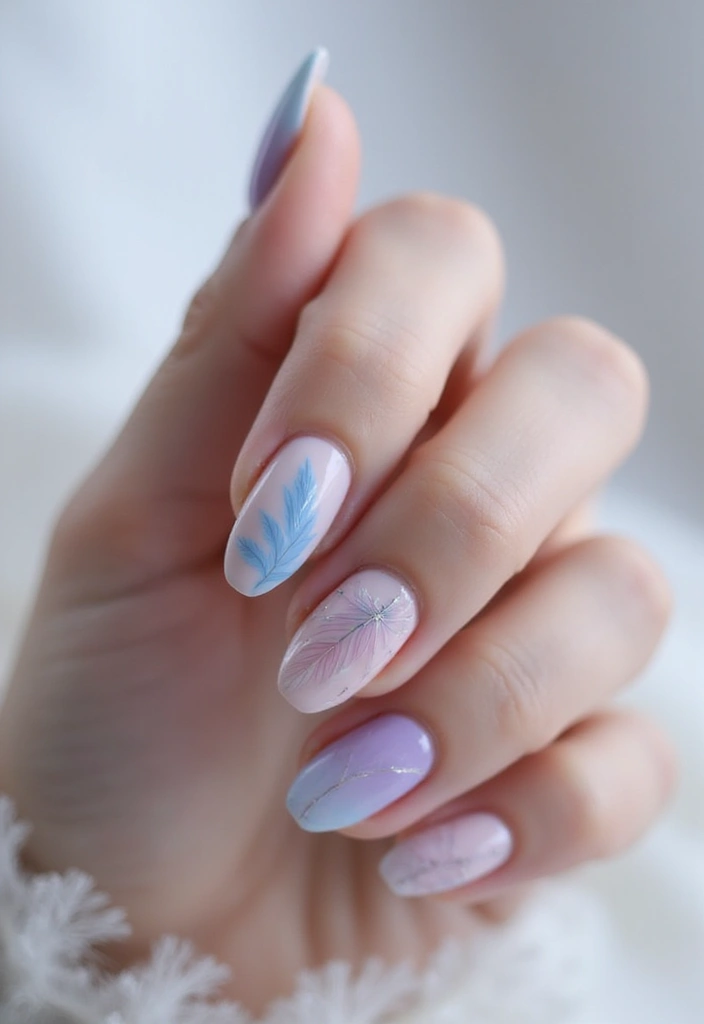 40 Dramatic Long Nail Ideas for Statement-Making - 35. Feathered Fantasy
