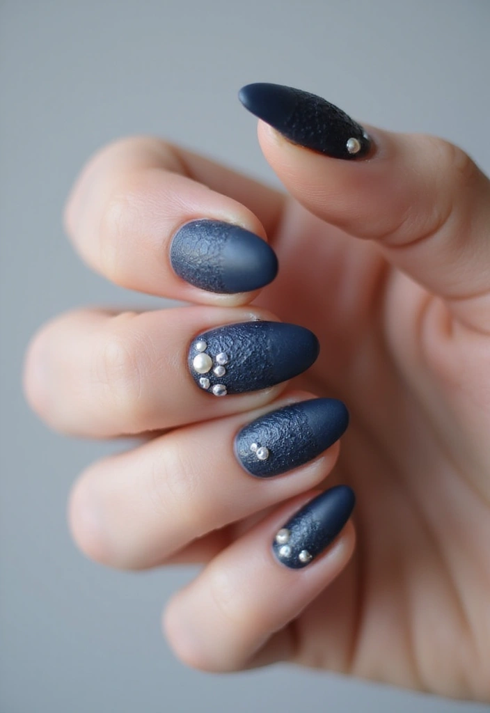 40 Elegant Nails with Pearls for Sophisticated - 13. Textured Finish with Pearl Accents