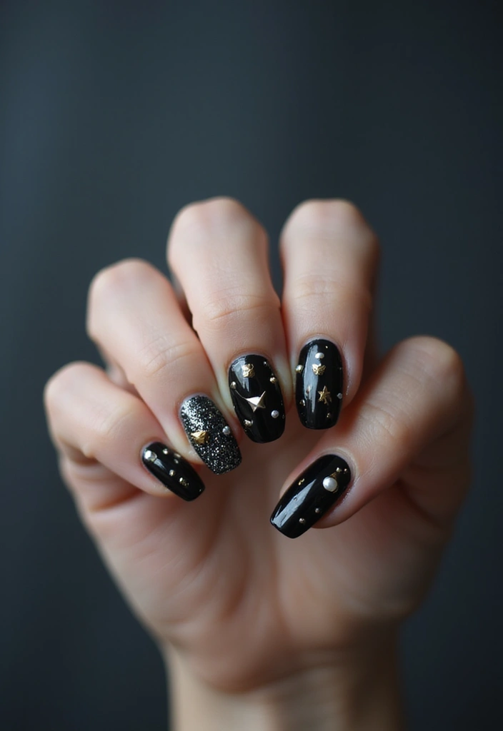 40 Elegant Nails with Pearls for Sophisticated - 14. Edgy Studs with Pearls