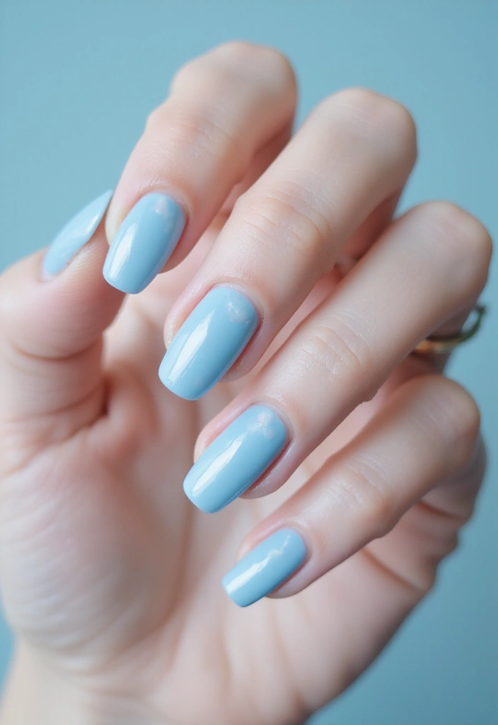 40 Elegant Nails with Pearls for Sophisticated - 18. Soft Blue with Pearlescent Finish