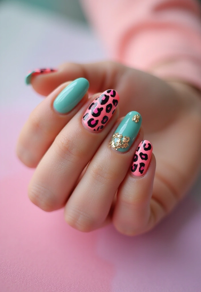 40 Elegant Nails with Pearls for Sophisticated - 23. Whimsical Animal Print with Pearls