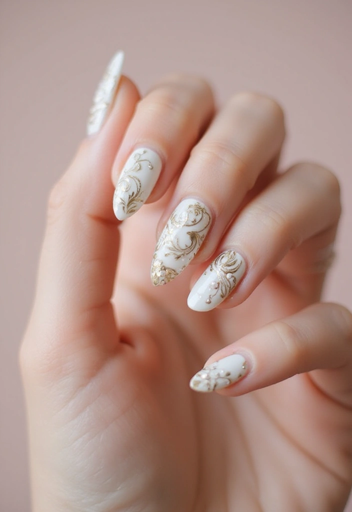 40 Elegant Nails with Pearls for Sophisticated - 3. Artistic Swirls with Pearl Accents