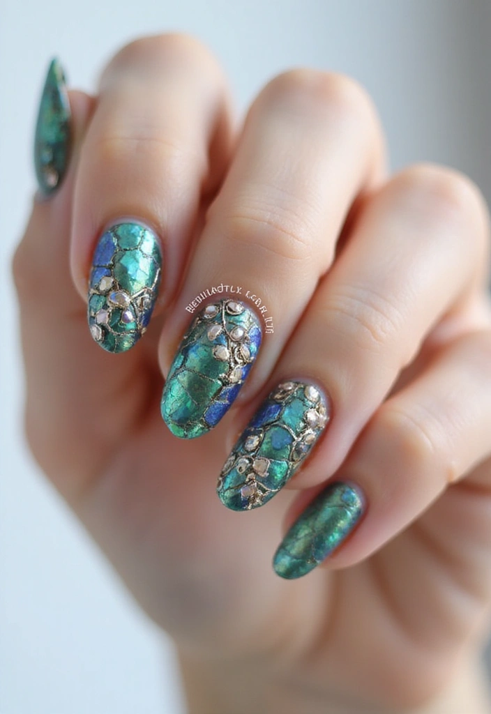 40 Elegant Nails with Pearls for Sophisticated - 32. Mosaic Patterns with Pearls