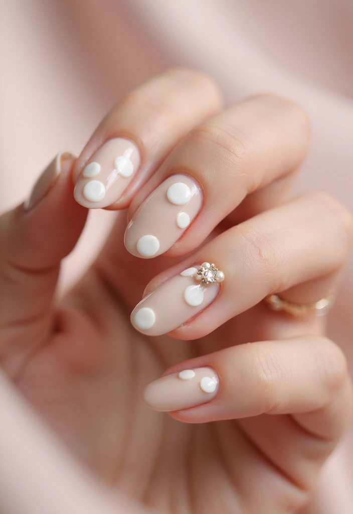 40 Elegant Nails with Pearls for Sophisticated - 37. Elegant Dots with Pearls