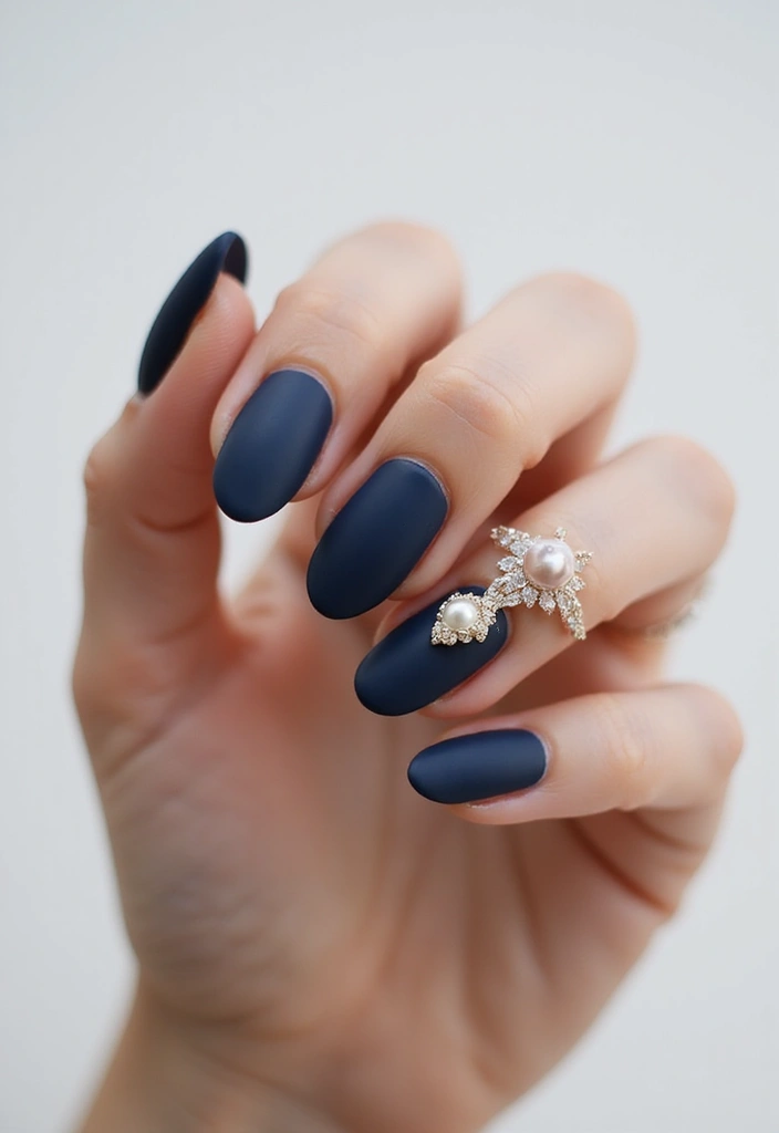 40 Elegant Nails with Pearls for Sophisticated - 4. Elegant Matte Base with Glossy Pearls