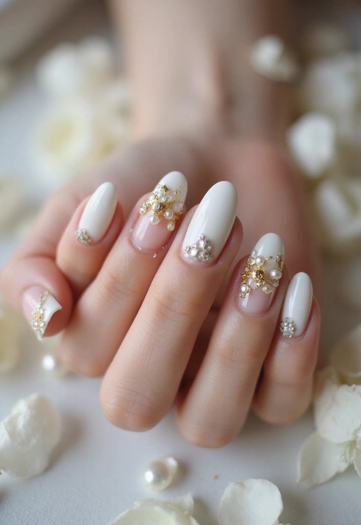 40 Elegant Nails with Pearls for Sophisticated - 40. Elegant Bridal Charm with Pearls