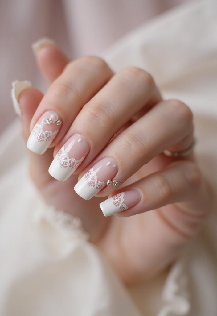 40 Elegant Nails with Pearls for Sophisticated - 5. Vintage Lace with Pearls