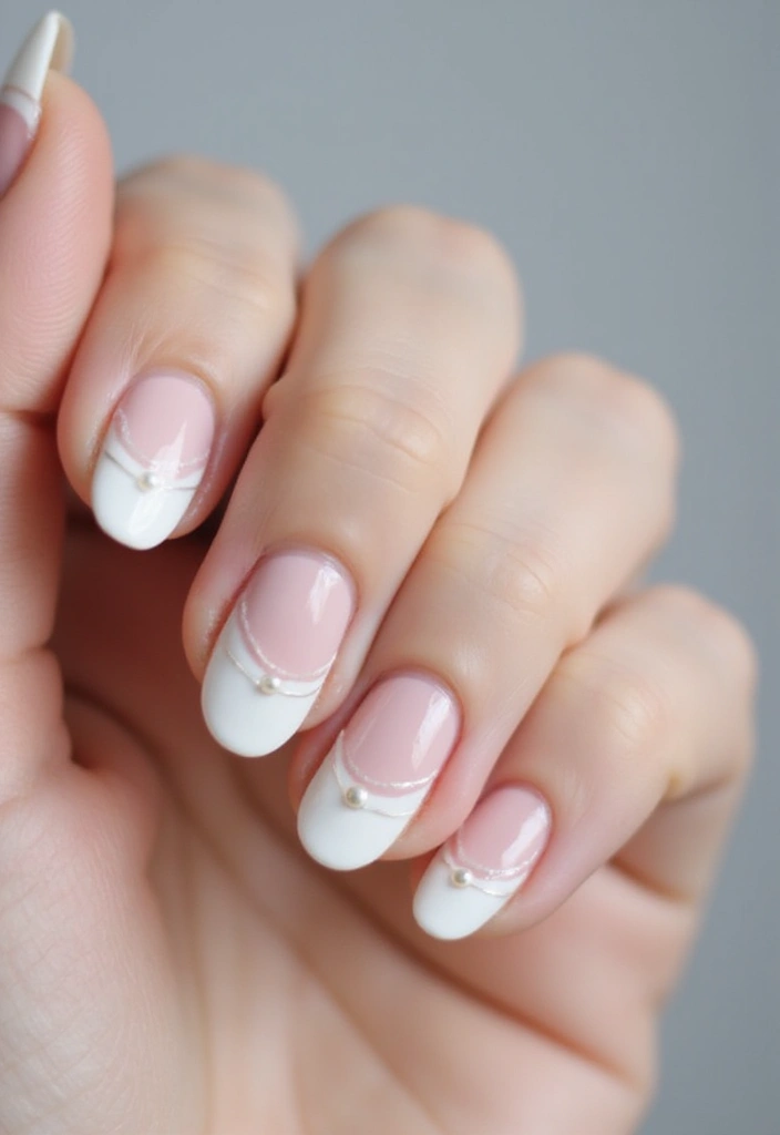 40 Elegant Nails with Pearls for Sophisticated - 6. Minimalist Lines with Pearl Dots