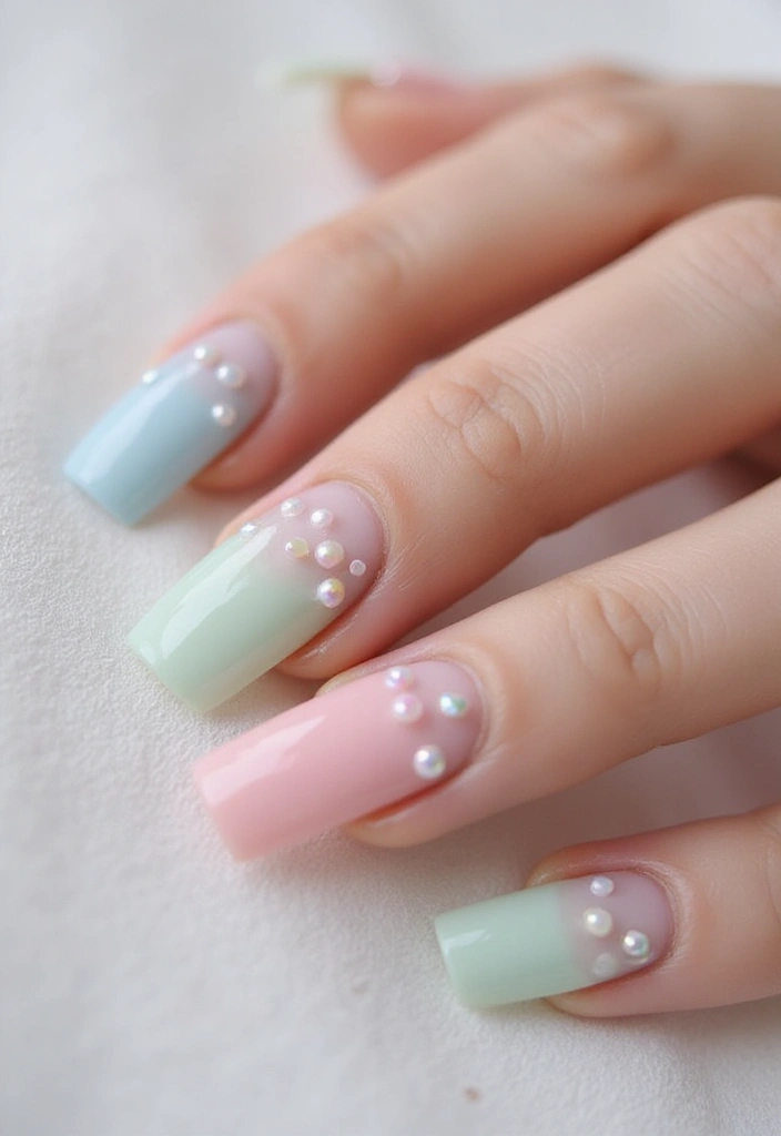 40 Elegant Nails with Pearls for Sophisticated - 8. Soft Pastels with Pearl Infusions