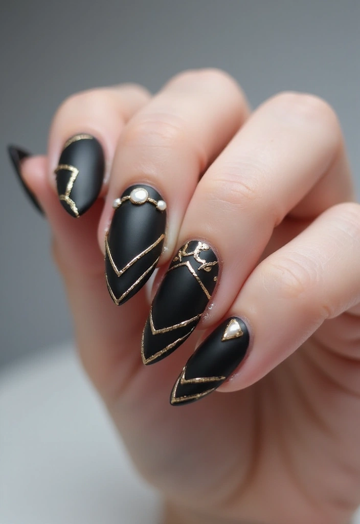 40 Elegant Nails with Pearls for Sophisticated - 9. Geometric Shapes with Pearl Accents