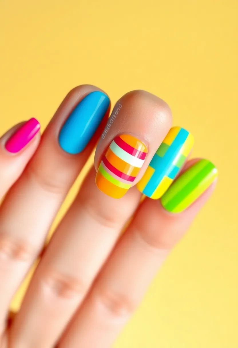 40 Kid-Friendly Nail Ideas for Creative Joyful Play - 16. Simple Stripes