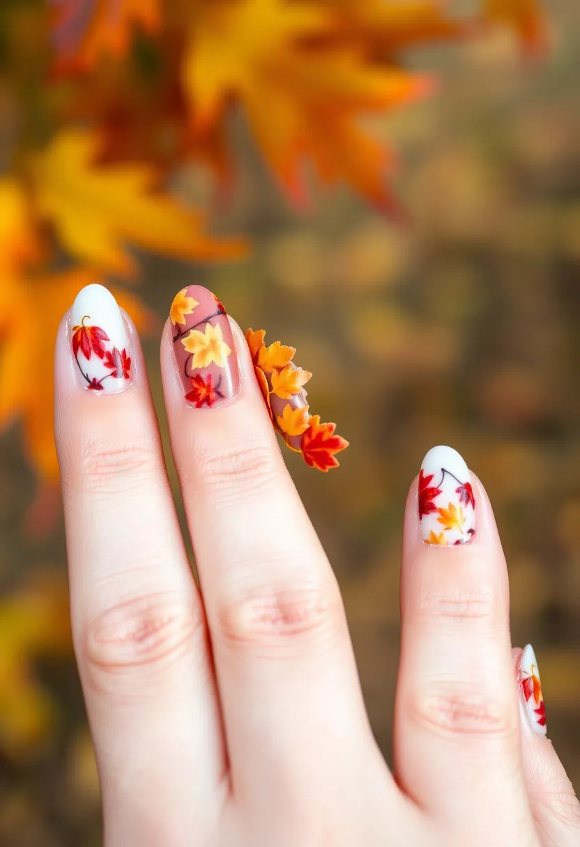40 Kid-Friendly Nail Ideas for Creative Joyful Play - 22. Seasonal Leaves