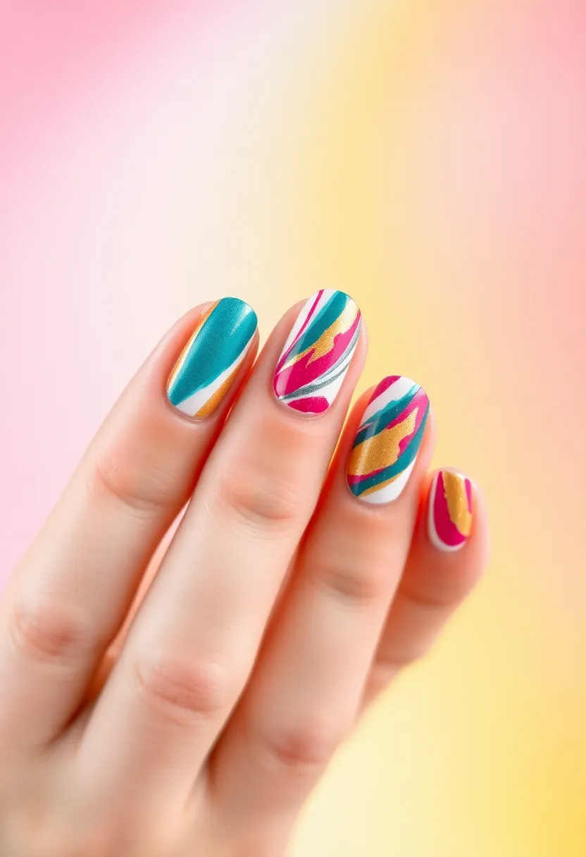 40 Kid-Friendly Nail Ideas for Creative Joyful Play - 28. Artistic Brush Strokes