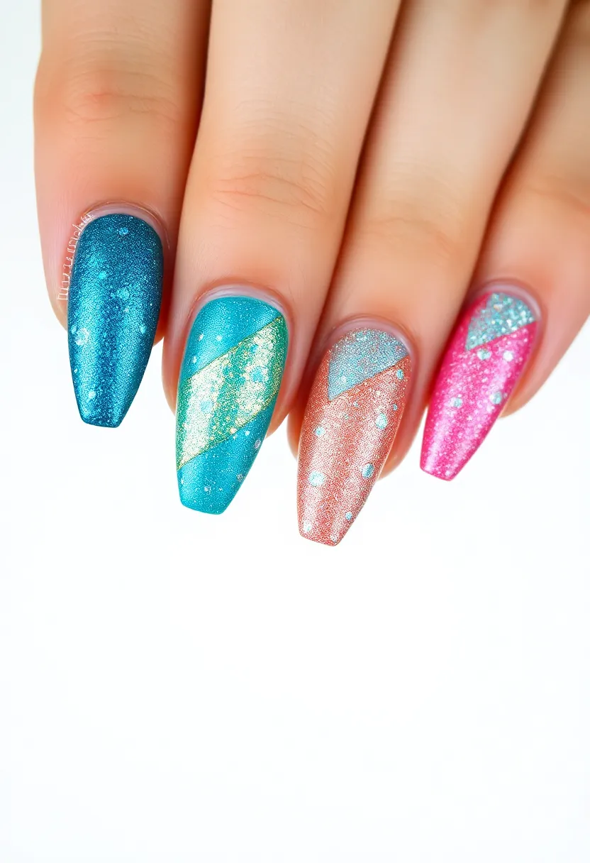 40 Kid-Friendly Nail Ideas for Creative Joyful Play - 31. Sparkly Mermaids