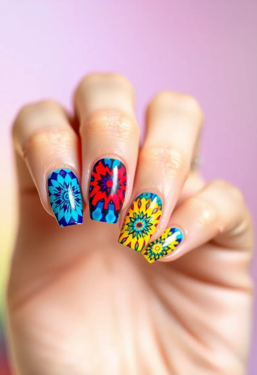 40 Kid-Friendly Nail Ideas for Creative Joyful Play - 33. Kaleidoscope Patterns