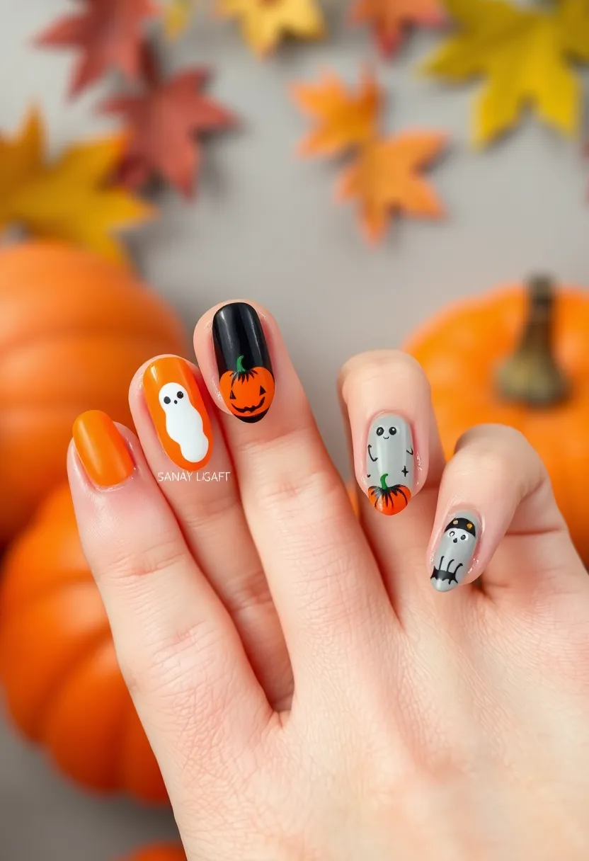 40 Kid-Friendly Nail Ideas for Creative Joyful Play - 40. Crafty Spooky Halloween