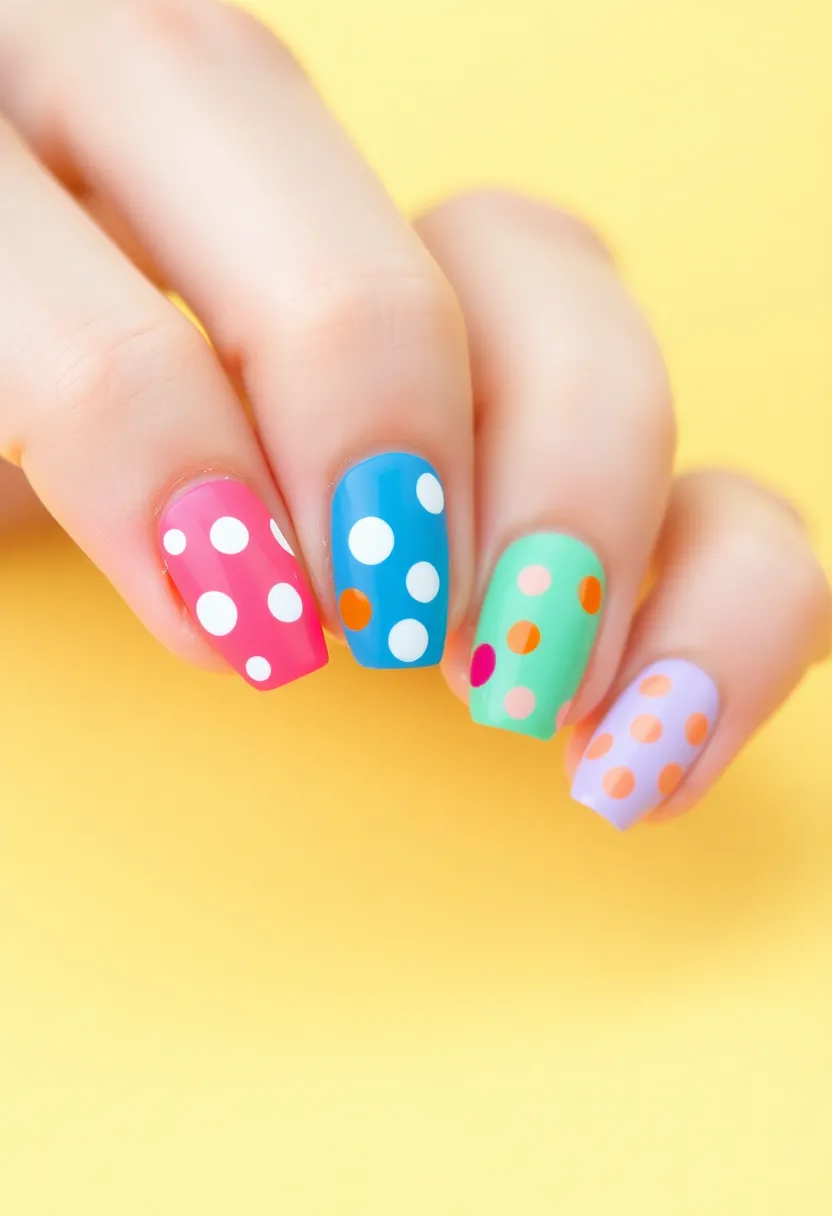 40 Kid-Friendly Nail Ideas for Creative Joyful Play - 5. Polka Dot Fun