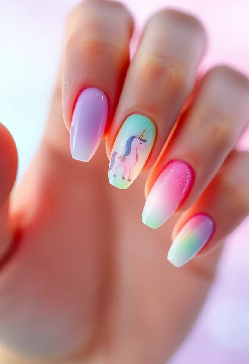 40 Kid-Friendly Nail Ideas for Creative Joyful Play - 9. Magical Unicorns