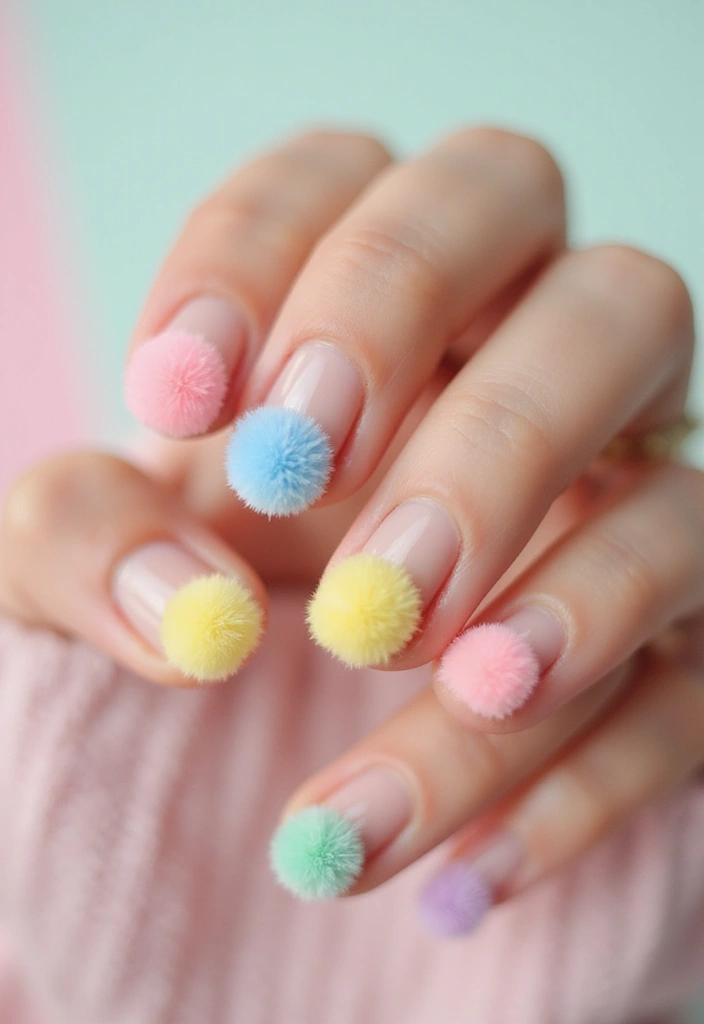 40 Minimalist Simple Nail Ideas for Clean Captivating Looks - 24. Pom Pom Tips