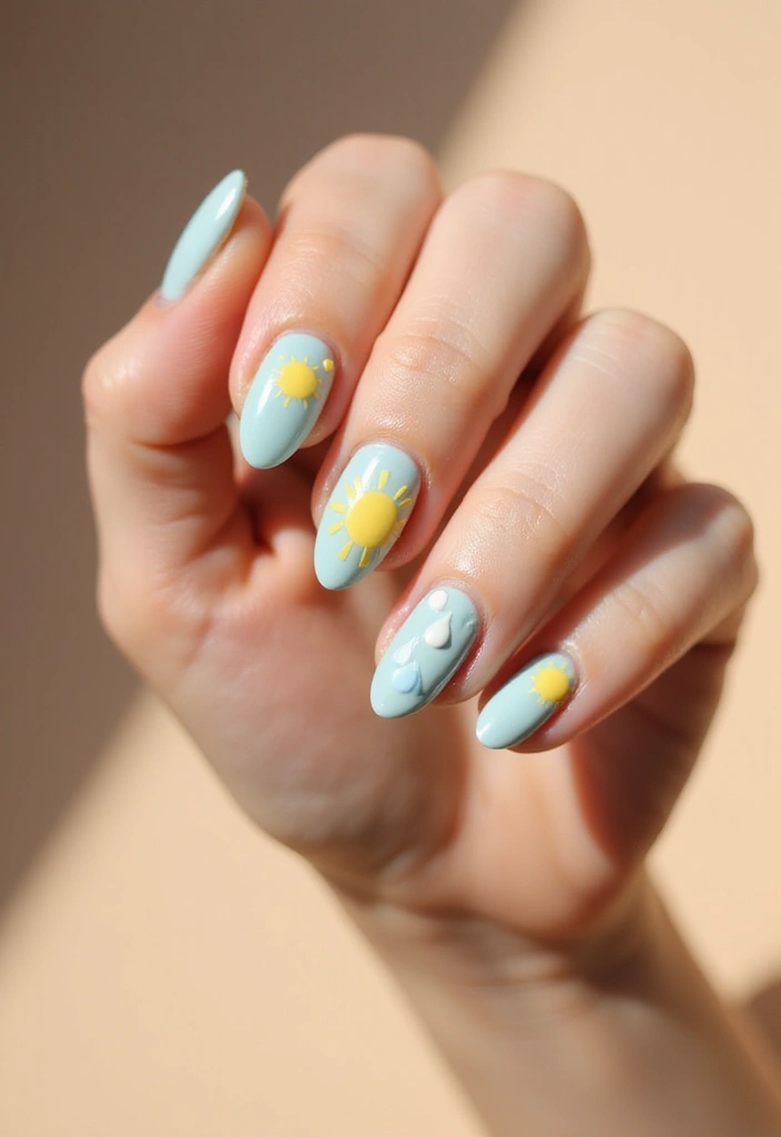 40 Minimalist Simple Nail Ideas for Clean Captivating Looks - 36. Minimalist Sun Raindrops