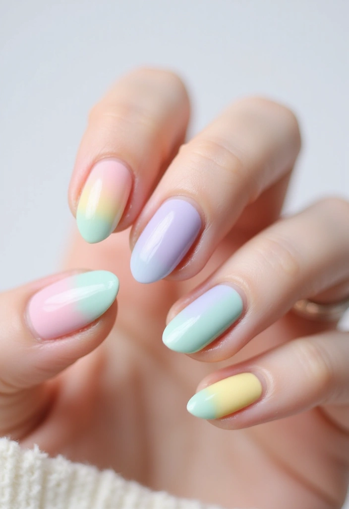 40 Minimalist Simple Nail Ideas for Clean Captivating Looks - 37. Soft Rainbow