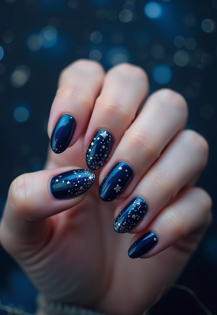 40 Modern French Tip Nail Ideas for Classic Twists That Slay - 15. Starry Night