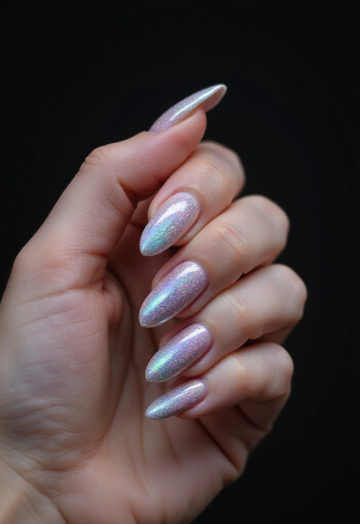 40 Modern French Tip Nail Ideas for Classic Twists That Slay - 16. Holographic French Tips