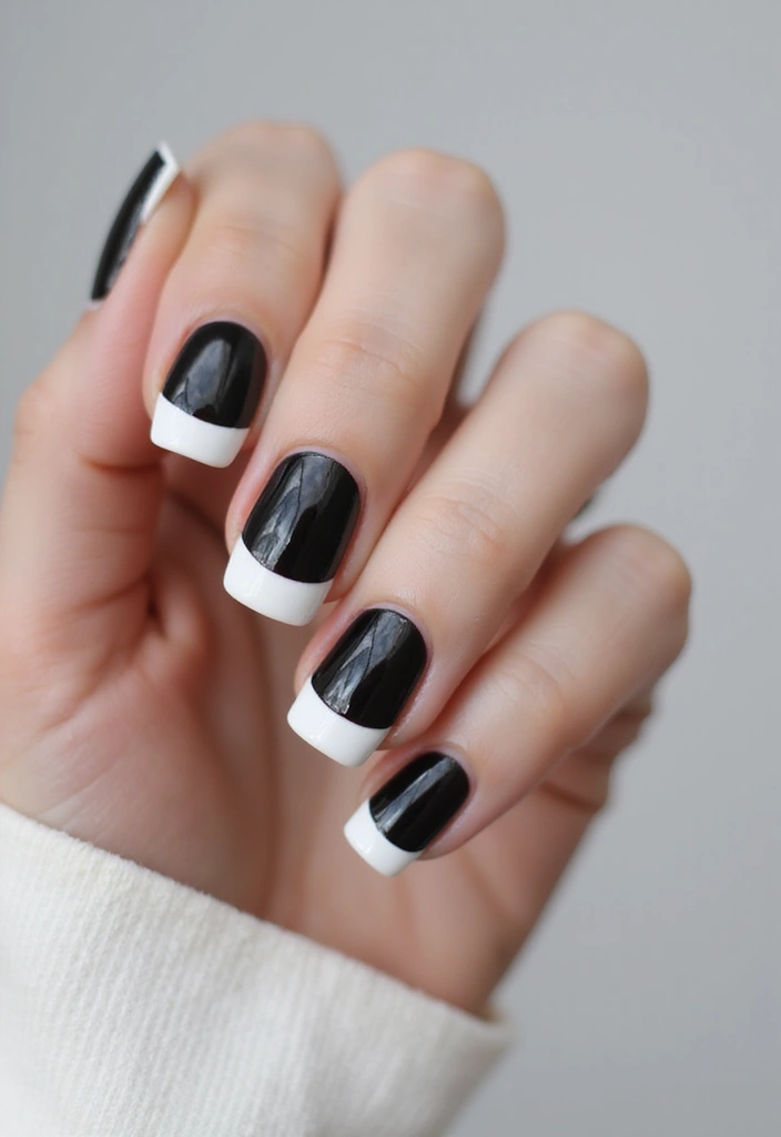 40 Modern French Tip Nail Ideas for Classic Twists That Slay - 18. Iconic Black and White