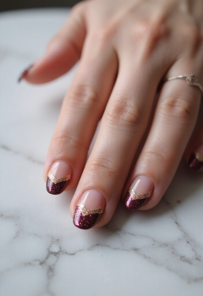 40 Modern French Tip Nail Ideas for Classic Twists That Slay - 20. Shimmering Glitz