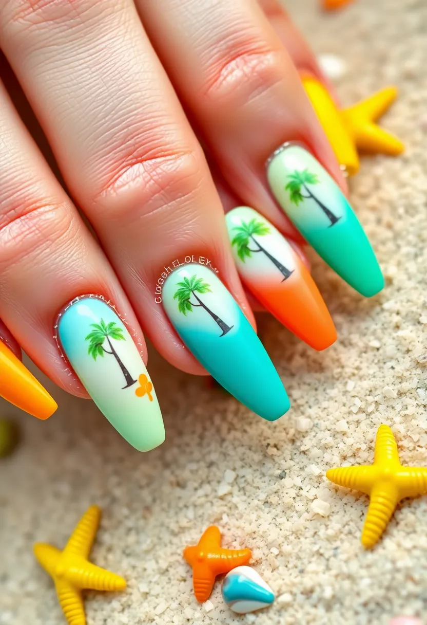 40 Popular Nail Shape Ideas for Every Preference and Personality - 24. Tropical Trends