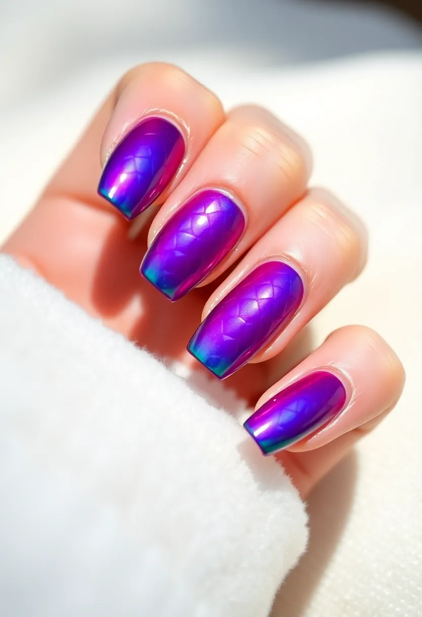 40 Popular Nail Shape Ideas for Every Preference and Personality - 28. Holographic Glam