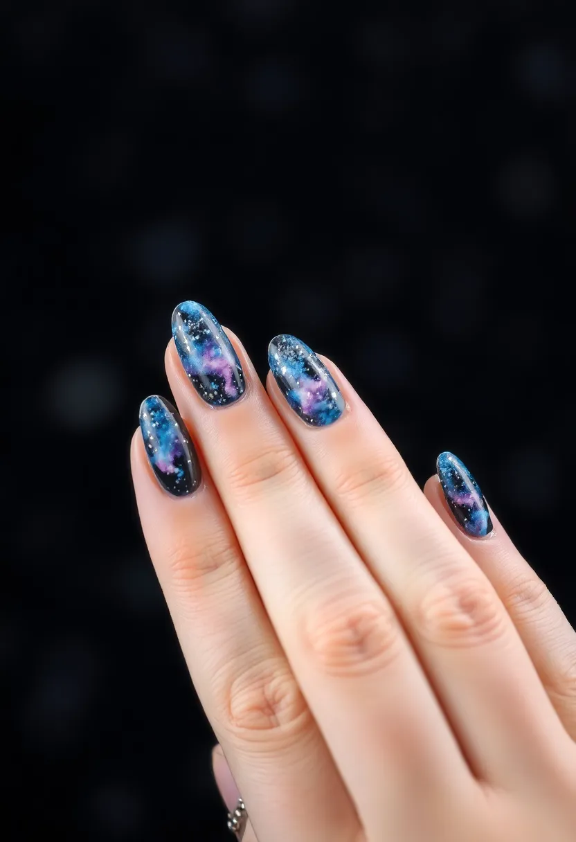 40 Popular Nail Shape Ideas for Every Preference and Personality - 32. Space-Inspired
