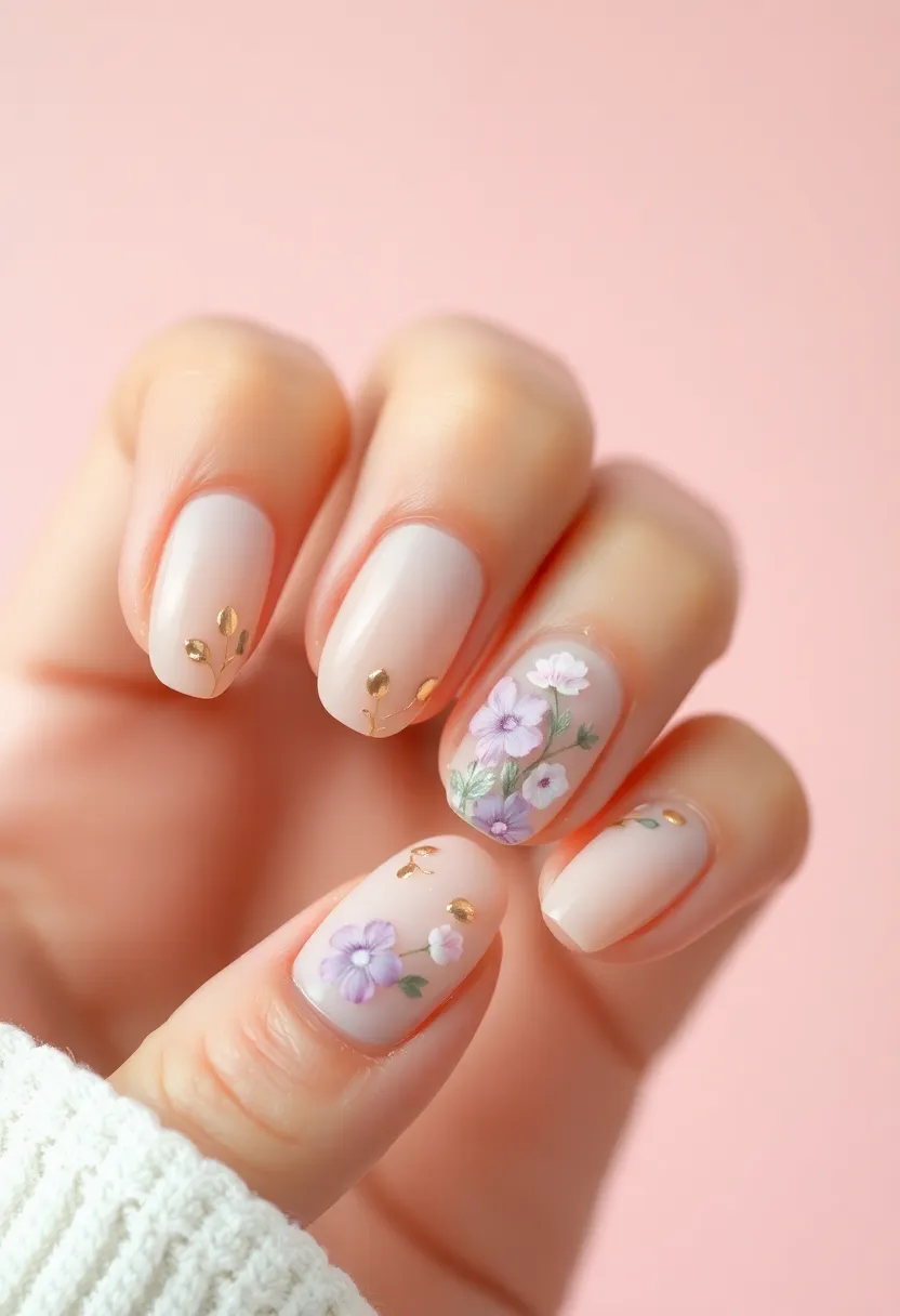 40 Simple Nail Ideas for Effortless Everyday Wear That Slays - 17. Soft Floral Accents