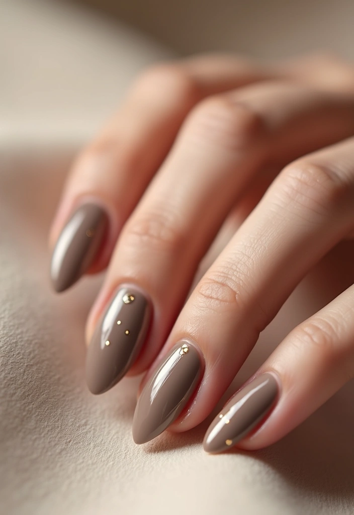 40 Simple Nail Ideas for Effortless Everyday Wear That Slays - 2. Taupe and Gold Dots