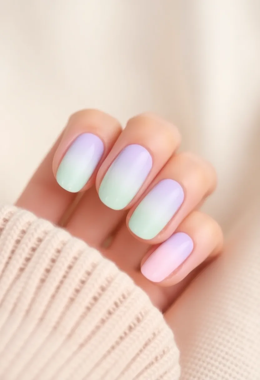 40 Simple Nail Ideas for Effortless Everyday Wear That Slays - 25. Soft Rainbow Fade