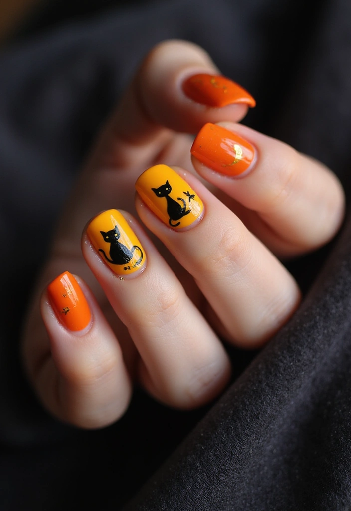 40 Spooky Halloween Nail Ideas for Thrilling Treat-Filled Thrills - 10. Twilight Kitties