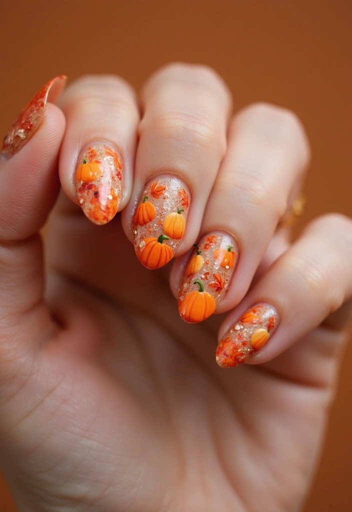 40 Spooky Halloween Nail Ideas for Thrilling Treat-Filled Thrills - 22. Pumpkin Spice Everything