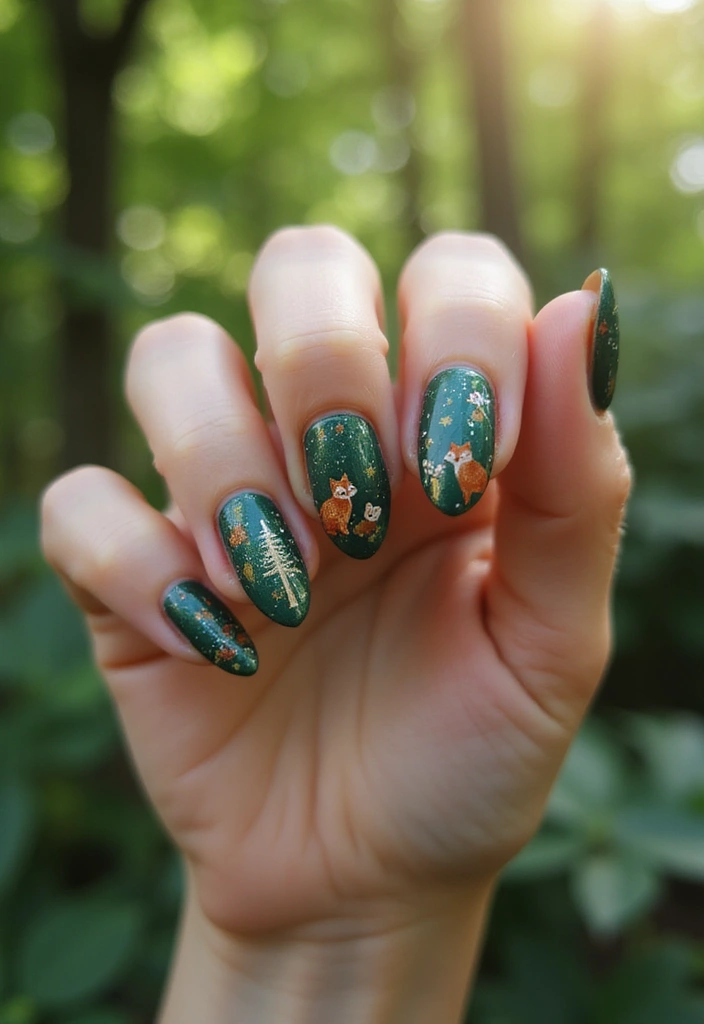 40 Spooky Halloween Nail Ideas for Thrilling Treat-Filled Thrills - 25. Enchanted Forest
