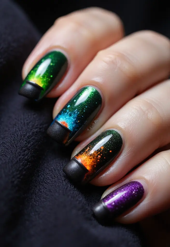 40 Spooky Halloween Nail Ideas for Thrilling Treat-Filled Thrills - 29. Colorful Cauldrons