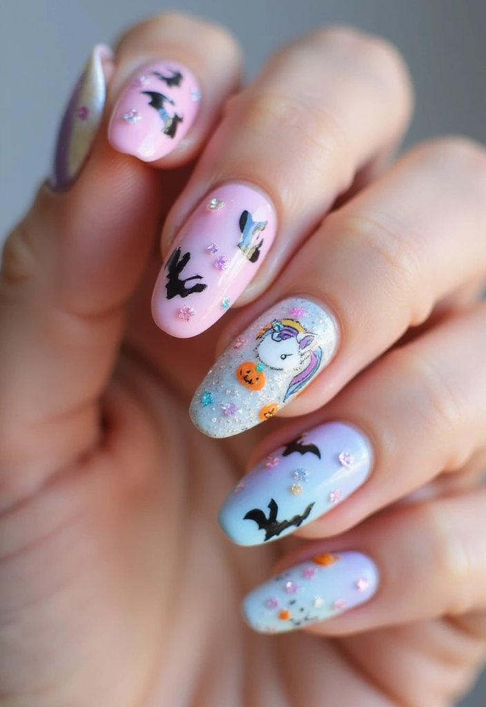 40 Spooky Halloween Nail Ideas for Thrilling Treat-Filled Thrills - 32. Magical Unicorns