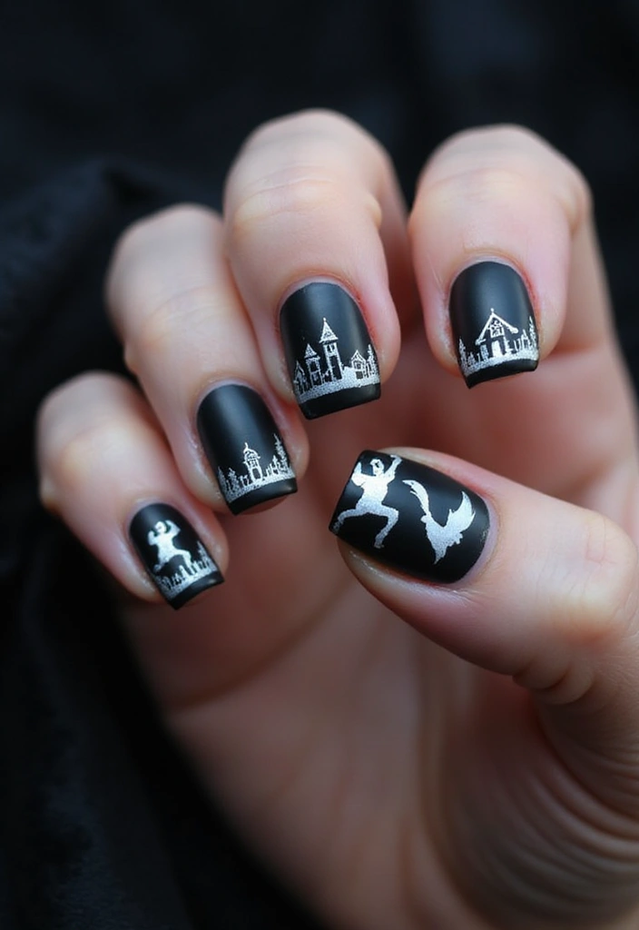 40 Spooky Halloween Nail Ideas for Thrilling Treat-Filled Thrills - 33. Spooky Silhouettes