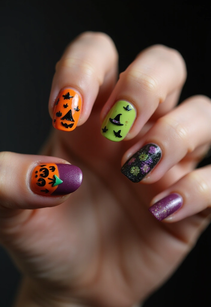 40 Spooky Halloween Nail Ideas for Thrilling Treat-Filled Thrills - 35. Classic Halloween Symbols