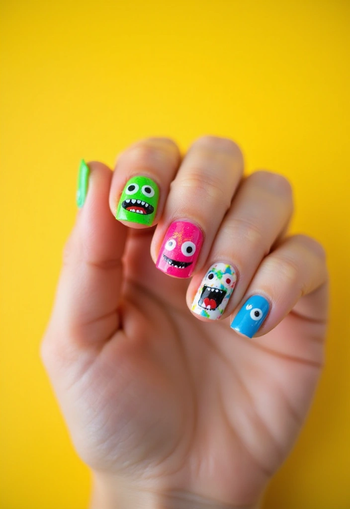 40 Spooky Halloween Nail Ideas for Thrilling Treat-Filled Thrills - 39. Sweet Little Monsters