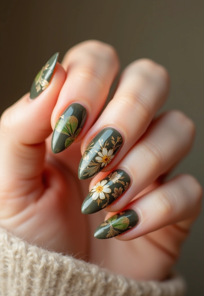 40 Spring Acrylic Nail Ideas for Seasonal Sensational Freshness - 10. Nature’s Canvas