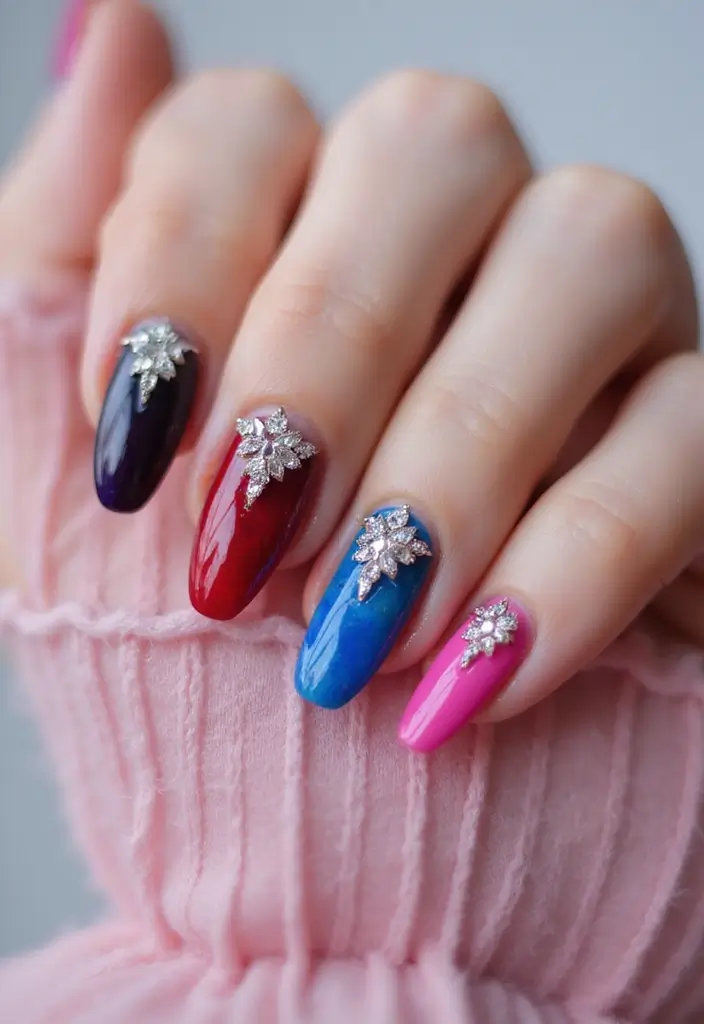 40 Spring Acrylic Nail Ideas for Seasonal Sensational Freshness - 11. Crystal Accents