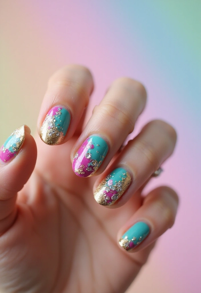 40 Spring Acrylic Nail Ideas for Seasonal Sensational Freshness - 14. Artistic Splashes