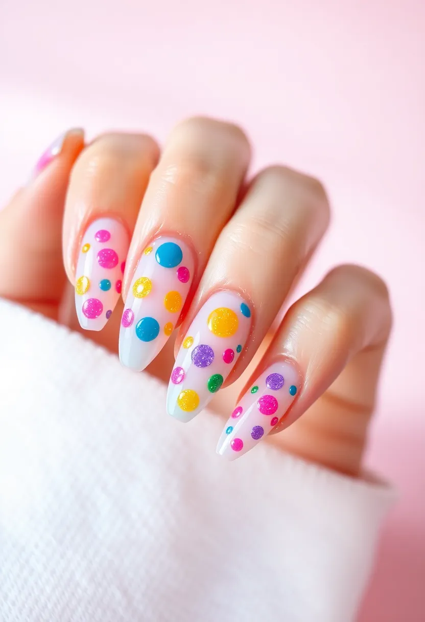 40 Spring Acrylic Nail Ideas for Seasonal Sensational Freshness - 21. Sparkling Bubbles