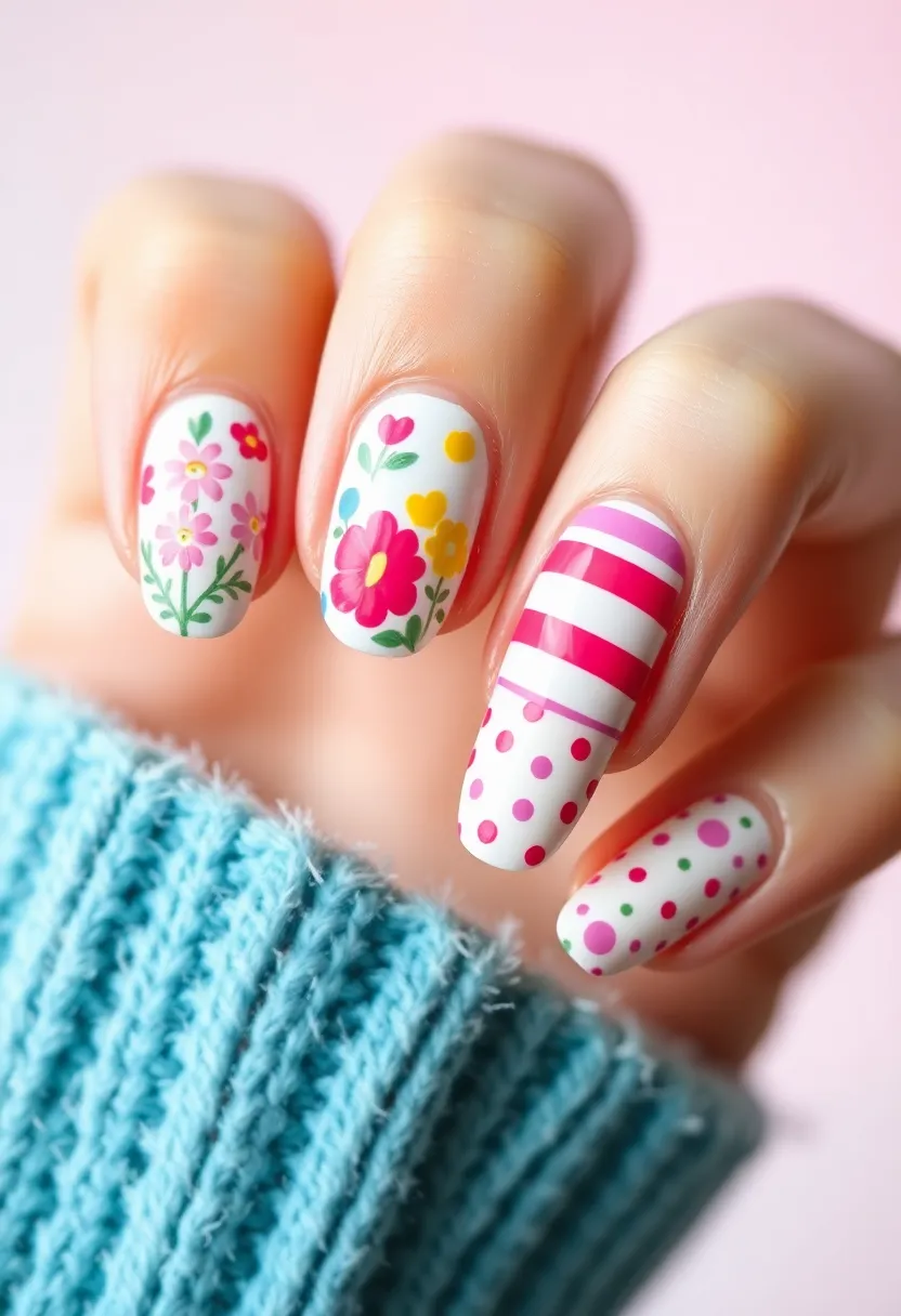 40 Spring Acrylic Nail Ideas for Seasonal Sensational Freshness - 26. Spring Medley