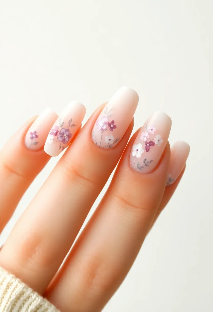 40 Spring Acrylic Nail Ideas for Seasonal Sensational Freshness - 27. Floral French Tips