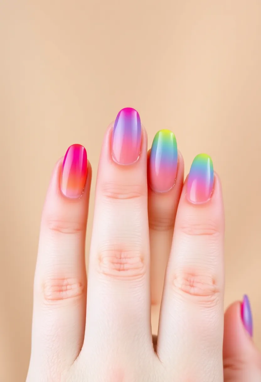 40 Spring Acrylic Nail Ideas for Seasonal Sensational Freshness - 30. Rainbow Tips